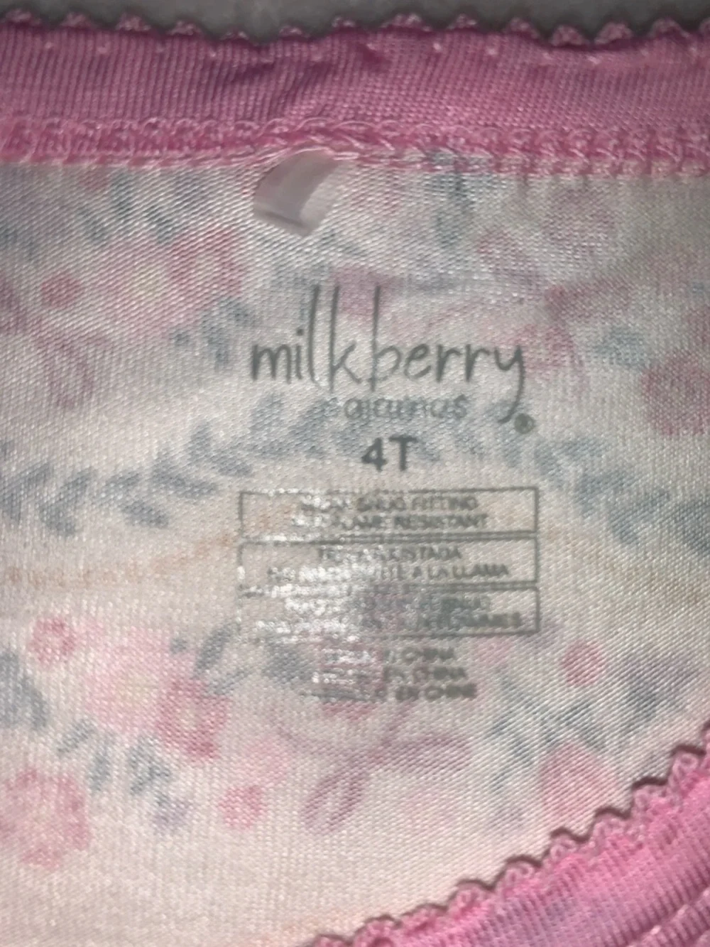 NWT Milkberry Pink & Green Floral Pajama Set 4T Bamboo Loungewear